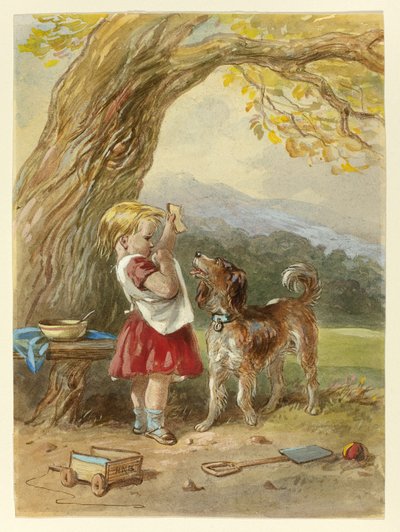 Petite fille et chien - Hablot Knight Browne