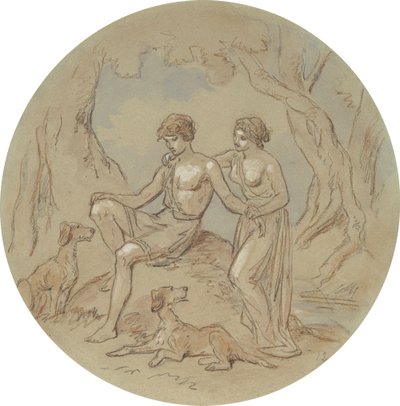 Un des dix-huit dessins pour une série de planches illustrant Vénus et Adonis - Hablot Knight Browne