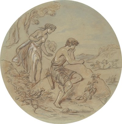 Un des dix-huit dessins pour une série de planches illustrant Vénus et Adonis - Hablot Knight Browne