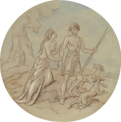 Un des dix-huit dessins pour une série de planches illustrant Vénus et Adonis - Hablot Knight Browne
