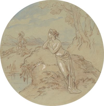 Un des dix-huit dessins pour une série de plaques illustrant Vénus et Adonis - Hablot Knight Browne