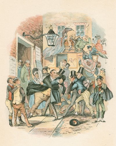 Scène de Nicholas Nickelby par Charles Dickens, 1838-1839 - Hablot Knight Browne