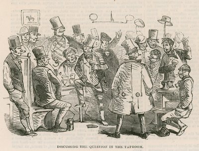 La grande grève des taxis : Discussion de la question dans la salle de bar - Hablot Knight Browne