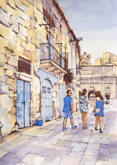 Trio en bleu, La Valette, Malte, c.2024 - Hadley Rampton
