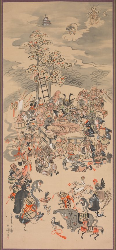 Parinirvana avec sujets Otsu-e, 1800s - Hakuen