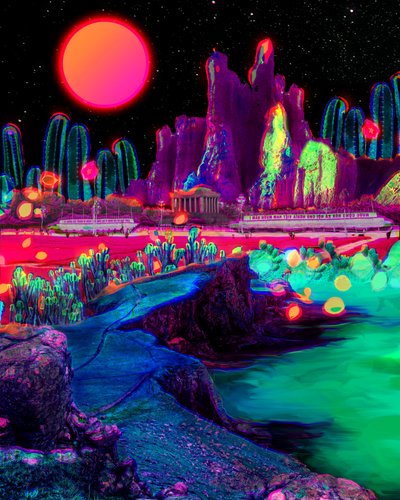 Paysage surréaliste aux couleurs vives - Halit Benli