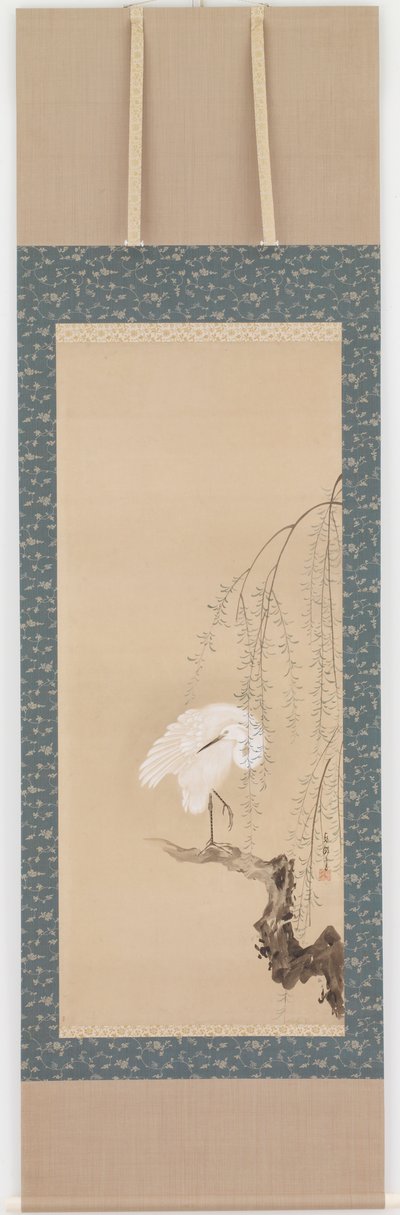 Héron et saule, période Edo, fin 17ème-début 18ème siècle - Hanabusa Itcho