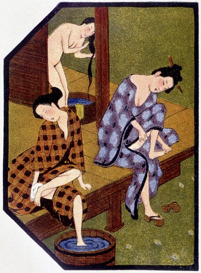 Les Jeunes japonaises au bain - dans «Poupée japonaises» par Félicien Champsaur, ill. Hanafusa Itcho, Paris - Hanabusa Itcho