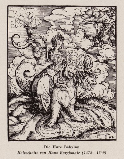 La Grande Prostituée de Babylone (gravure sur bois) - Hans (after) Burgkmair