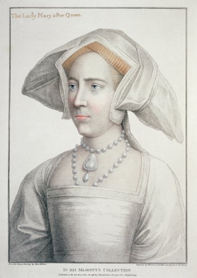 Portrait de Lady Mary après la reine (1516-58) gravé par Francesco Bartolozzi (1727-1815) 1796 - Hans (after) Holbein the Younger
