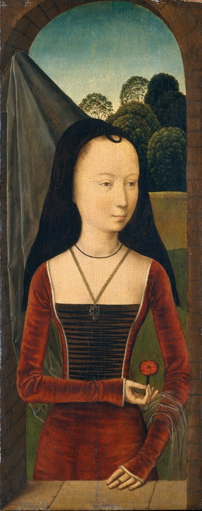 Jeune femme avec un œillet, c.1485-90 - Hans (attr.to) Memling