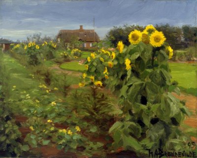 H.A.Brendekilde, Floraison des tournesols - Hans Andersen Brendekilde