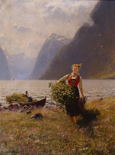 Laitière et bouquet de feuilles - Hans Andreas Dahl
