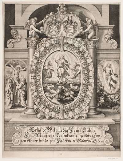 La transfiguration du Christ. Entouré des armoiries de Margrethe Rosenkrantz - Hans Andreas Greys