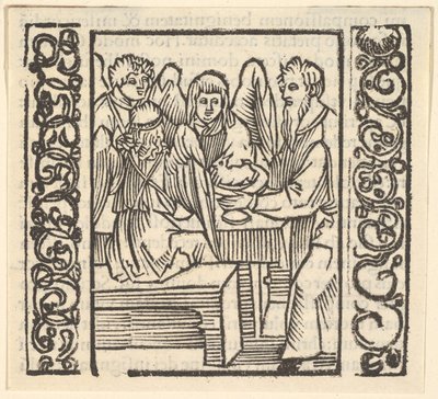 Anges servis à une table, illustration du Speculum Passionis, 1507 - Hans Baldung