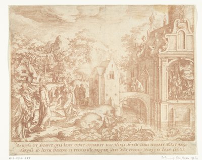 Le Christ arrive à la maison de Lazare, Marthe et Marie-Madeleine - Hans Bol