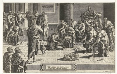 Le Christ lavant les pieds des disciples - Hans Collaert (I) (attributed to)