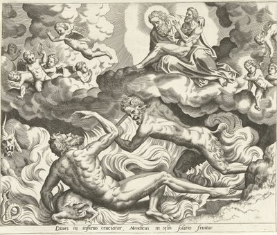 Lazare au paradis et le riche en enfer (Histoire de Lazare et du riche) - Hans Collaert (I) (possibly)