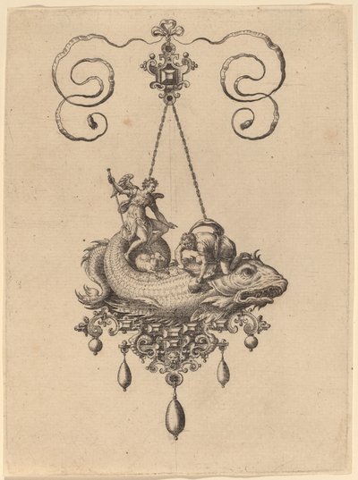 Conception pour un pendentif avec un poisson portant Tobias et l