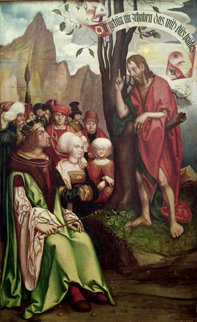 Saint Jean-Baptiste prêchant devant Hérode, du Triptyque de Saint Jean, 1514 - Hans Fries