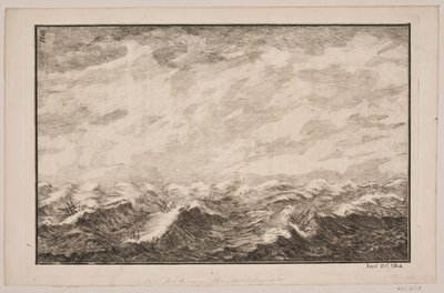 Navires en mer agitée. Illustration pour Fontenay, "Évolution de la mer"; Copenhague 1743 - Hans Henrich Christian Ulrich