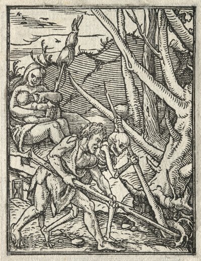 La Danse de la Mort : Expulsion du Paradis ; Adam cultivant le sol - Hans Holbein