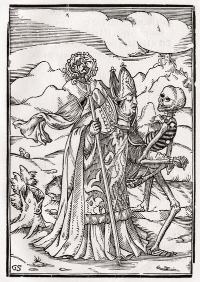 La Mort vient au prélat, gravé par Georg Scharffenberg, de 