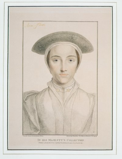 Portrait de la reine Anne de Clèves (1515-57) gravé par Francesco Bartolozzi (1727-1815) publié en 1796 - Hans Holbein der Jüngere