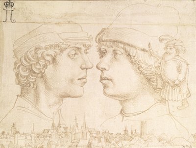 Portraits de deux jeunes, un nain et un paysage urbain, c.1514 - Hans Holbein der Jüngere