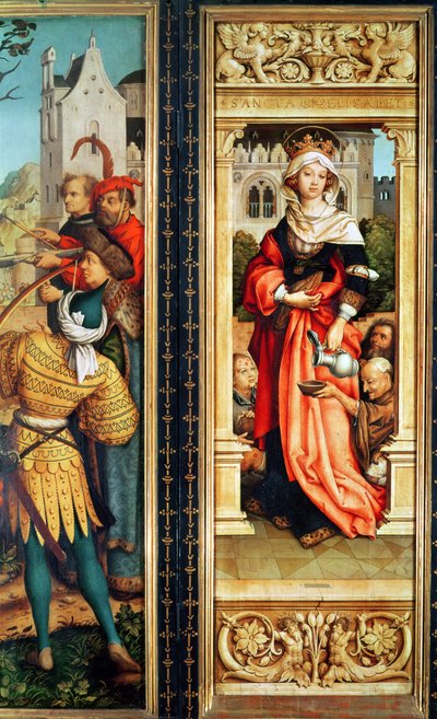 Sainte Élisabeth de Hongrie (1207-31) panneau droit du Triptyque de Saint Sébastien, 1516 - Hans Holbein the Elder
