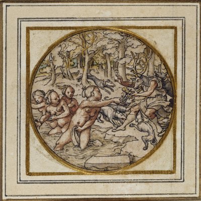 Diane et Actéon - Conception pour un pendentif ou un badge de chapeau, vers 1532-43 - Hans Holbein der Jüngere