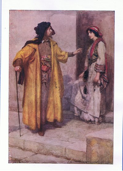 Écoutez-moi, Jessica : fermez mes portes (Le Marchand de Venise), de The Complete Works of Shakespeare publié par George Harrap & Co Ltd, années 1920 - Hans Holbein der Jüngere