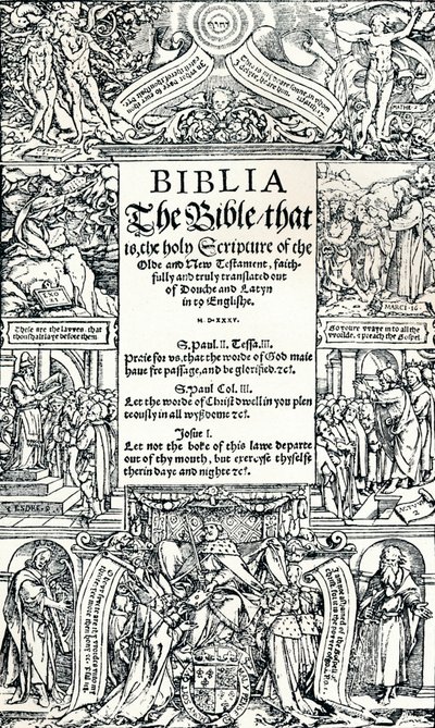 Page de titre de la Bible anglaise de Coverdale, 1535 - Hans Holbein der Jüngere