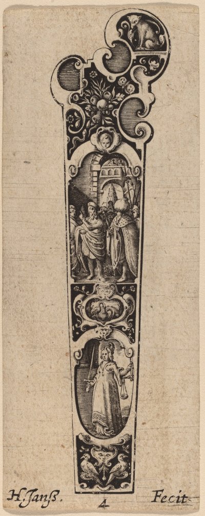 Manche pour couteau ou fourchette, orné de figures - Hans Janssen