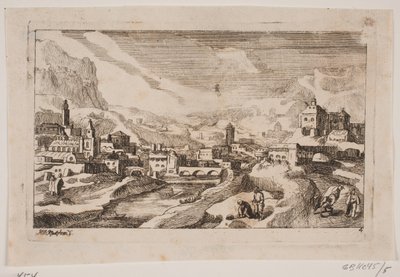 Paysage de montagne avec le bon Samaritain au premier plan - Hans Jørgen Kirksteen