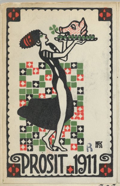 Carte de vœux du Nouvel An : Cheers 1911 Prosit - Hans Kalmsteiner