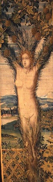 Une des deux tapisseries représentant Daphné et Pitys, milieu du XVIe siècle - Hans Karcher