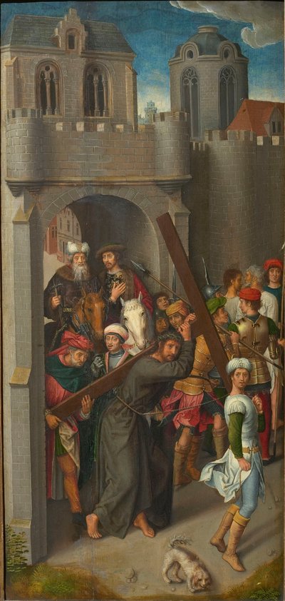 Triptyque du Calvaire : Le Christ portant la croix, aile gauche, années 1480 - Hans Memling