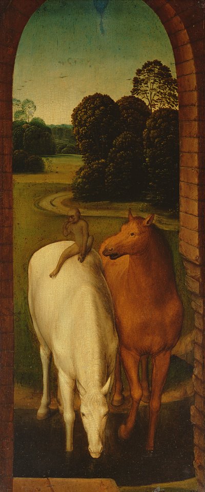 Deux chevaux dans un paysage - Hans Memling