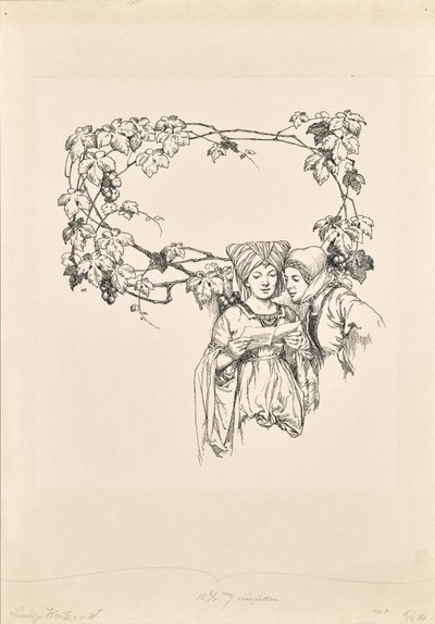 Feuille de calendrier sur "Les Joyeuses Commères de Windsor - Hans Printz