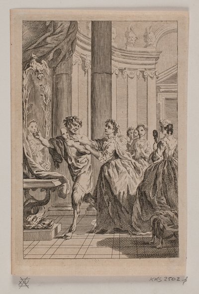 Faune avec un masque à main, poursuivi par une femme - Hans Quist