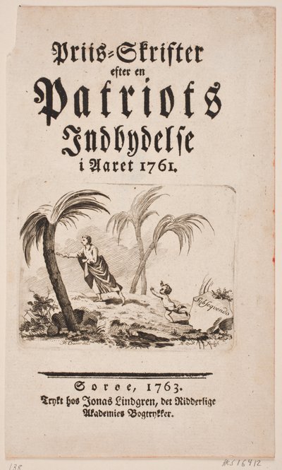 Page de titre avec vignette pour "Priis-Skrifter efter en Patriots Indbydelse i Aaret 1761" - Hans Quist