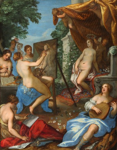 Allégorie des arts avec Pictura peignant Vénus - Hans Rottenhammer