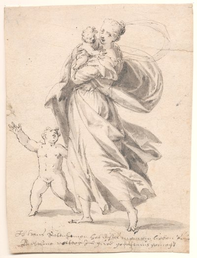 Femme avec deux enfants - Hans Rottenhammer