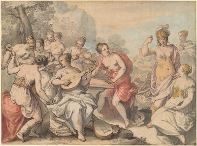 Minerve et les Muses - Hans Rottenhammer
