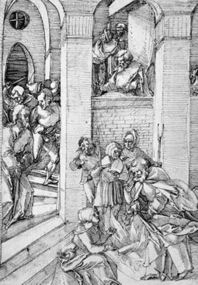 Le reniement de Saint Pierre dans la cour du grand prêtre - Hans Schäufelein