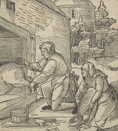 Un fermier abattant un cochon, de Hymmelwagen auff dem, wer wol lebt - Hans Schäufelein the Elder