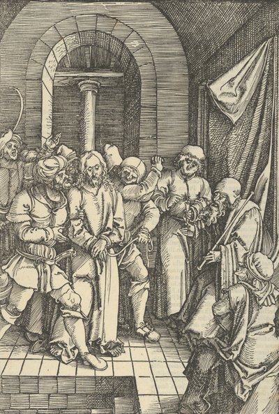 Christ devant Anne, du Speculum passionis domini nostri Ihesu Christi - Hans Schäufelein the Elder