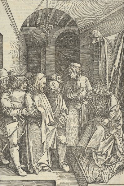 Le Christ devant Hérode dans une salle, de Speculum passionis domini nostri Ihesu Christi, 1507 - Hans Schäufelein the Elder