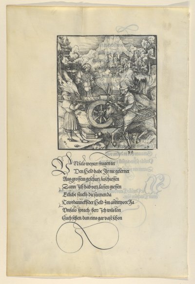 Unfalo mettant en danger Theuerdanck en tirant un canon, de Theuerdanck, 1517 - Hans Schäufelein the Elder